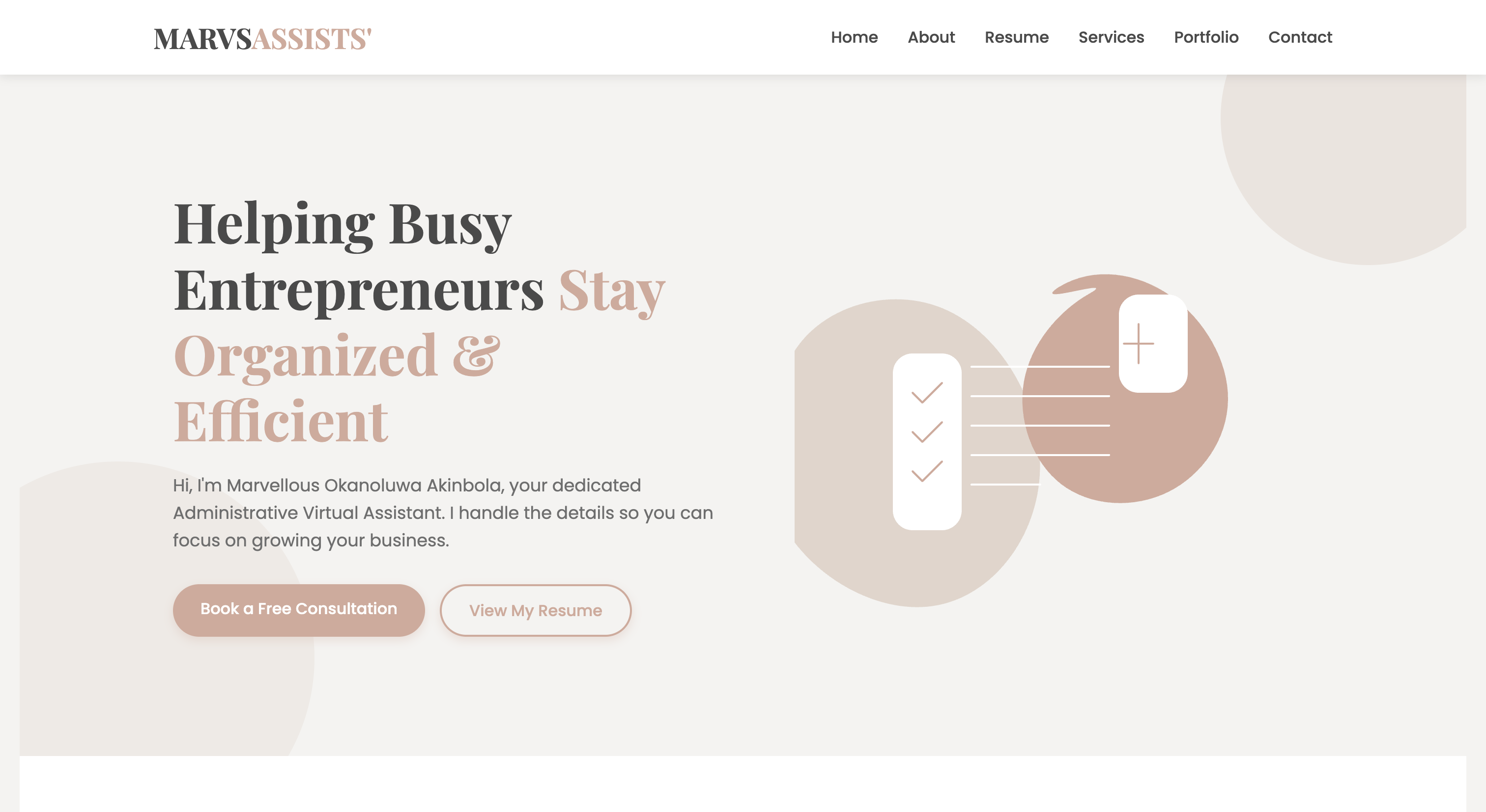 MarvsAssists virtual assistant portfolio preview